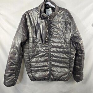 Lightweight Packable Puffer With Pouch  Jacket Shiny Gray Size XXL
